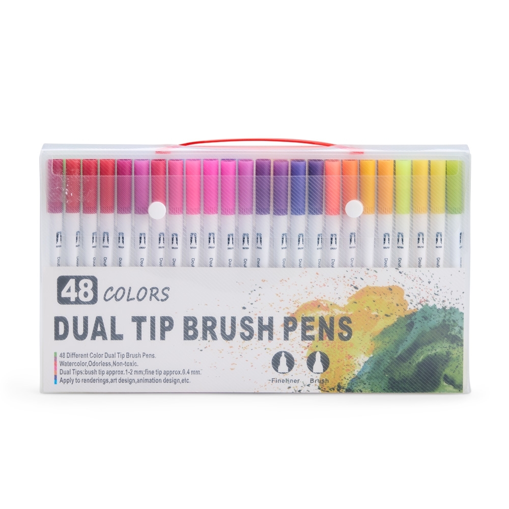 Kit Canetinhas Ponta Dupla Com 48 Cores