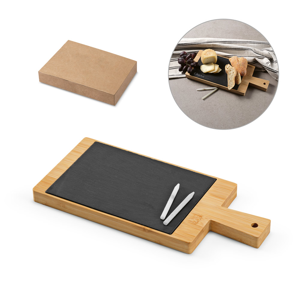 Quadro com Ardósia em Bambu e 2 Gizes Inclusos