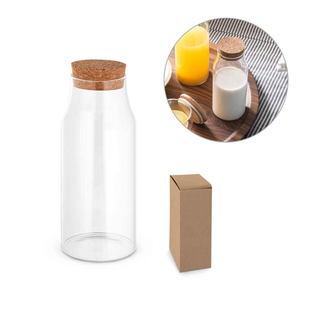 Garrafa em Vidro Borosilicato com Tampa de Cortiça 800ml